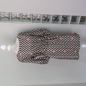 Silk Lilly Dress with Cream and Brown Cranes 6